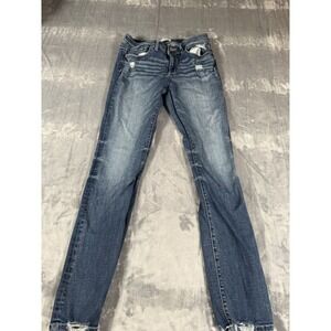 BKE Buckle Payton Women's Size 29x32 Straight Distressed Dark Wash Stretch Jeans